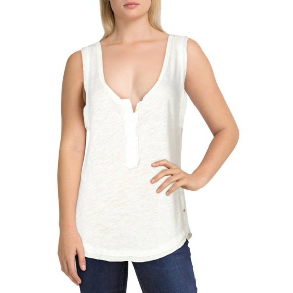 We the Free (Anthropologie) NWT White Linen Blend VACAY Tank Top - Picture 1 of 3